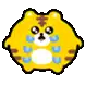 a pixel art drawing of a yellow tiger with tears coming out of its eyes .