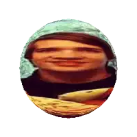 a circle with a person 's face on it