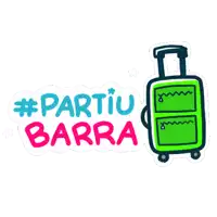 a sticker with a green suitcase and the words partiu barra on it