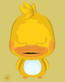 a cartoon duck with its eyes closed and a white belly