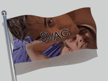 a flag with a picture of a woman and a man and the word svac on it