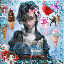 a picture of a boy with ice cream cones and the words i love richard