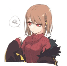 a drawing of a girl wearing a red sweater and a jacket .