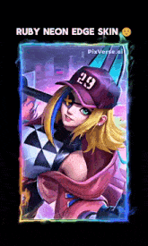 a picture of ruby neon edge skin from pixverse.ai