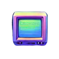 a rainbow colored television with a screen that says ' technicolor '