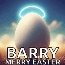 a barry merry easter poster with a large egg