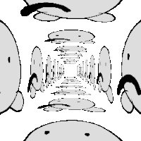 a black and white drawing of a smiley face with a mustache