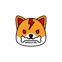 a cartoon dog with a lightning bolt on its head and the word phuji fc below it