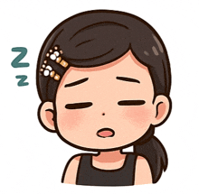 a cartoon drawing of a girl with a ponytail and a green n on the bottom