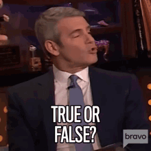 True Or False Andy Cohen GIF - True Or False Andy Cohen Watch What Happens Live GIFs