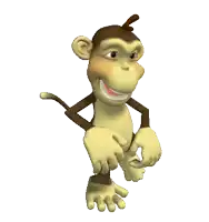 a cartoon monkey with a ponytail is smiling