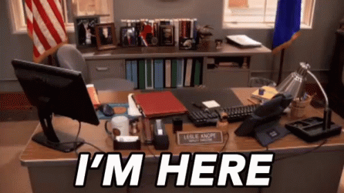 I'M Here (And Super Composed) GIF - Parks And Recreation Amy Poehler Leslie  Knope - Discover & Share GIFs