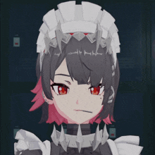 a maid with a cigarette in her mouth giving a middle finger