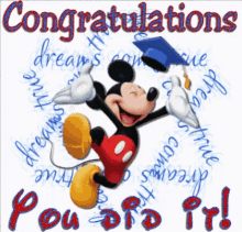 Congratulations Graduate Mickey Mouse GIF - Congratulations Graduate Mickey Mouse You Did It GIFs
