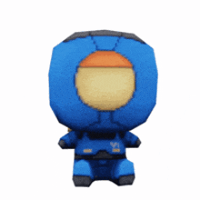 a cartoon character in a blue suit with a yellow helmet