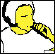 a pixel art drawing of a yellow snake with a white background