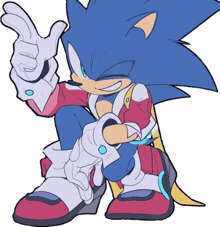 a drawing of sonic the hedgehog giving the thumbs up sign