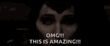 a close up of a woman 's face with a surprised look on her face and the words `` omg ! ''