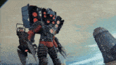a robot with a red circle on it 's head