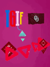 a purple background with triangles and the words tgif