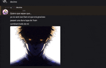 a screenshot of a chat with the name decime on the top