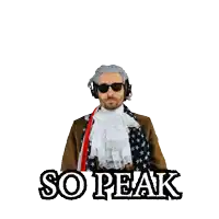a man wearing headphones stands in front of a mountain and the words so peak