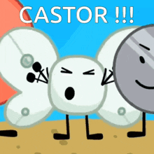 a group of cartoon characters standing next to each other with the words castor written on the bottom .
