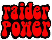 the word raider power is written in red on a black background