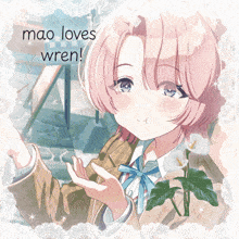 a picture of a girl with the words mao loves wren
