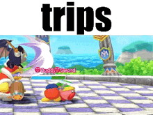 a screenshot of a video game with the word trips on top of it .