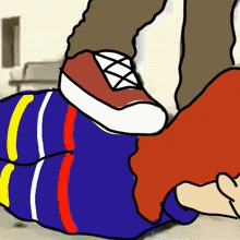 a cartoon of a person laying on another person 's stomach
