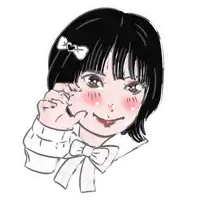 a drawing of a girl with short hair and a bow in her hair