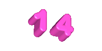 a 3d rendering of the number 14 in pink