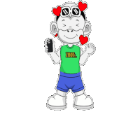 a cartoon character is wearing sunglasses and holding a phone .