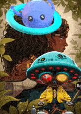 a pixel art illustration of a girl and a boy with a ufo that says hodl on the front