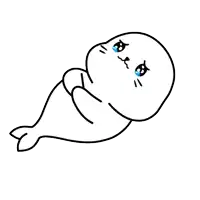 a cartoon drawing of a seal crying with tears running down its face