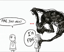 a drawing of a person asking if they are ok