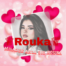 a picture of a woman with the name rouka written on it
