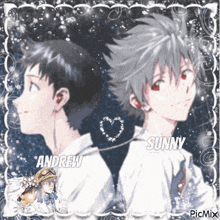 a picture of andrew and sunny with a heart