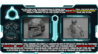an advertisement for galactic tac armor shows a helmet and a robot
