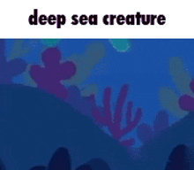 a cartoon of a deep sea creature with a shark in the background .