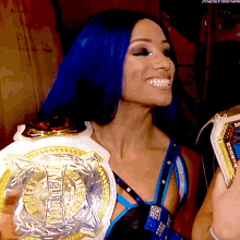 Sasha Banks Womens Tag Team Champions GIF - Sasha Banks Womens Tag Team Champions Two GIFs