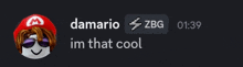 a screenshot of a video chat with damario zbg at 01:39