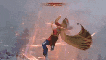 a video game character is being attacked by another character and the screen says light of judgement