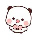 a cartoon panda bear with a pink bow tie .