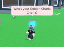 a person in a video game is standing in front of a house .