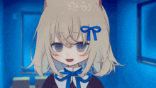 a drawing of a girl with a bow on her hair