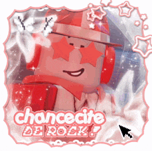 a picture of a cartoon character with the words chancecite of rock on it