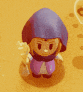 a cartoon character with a purple scarf around her head holding a cane