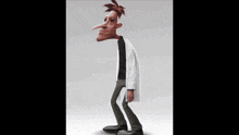 a cartoon character with a very long nose is standing in front of a sign that says le